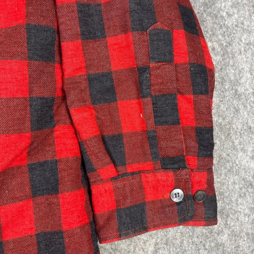 Midwest Traders Flannel Shirt Jacket Mens XXL Red Black Buffalo Plaid Quilted